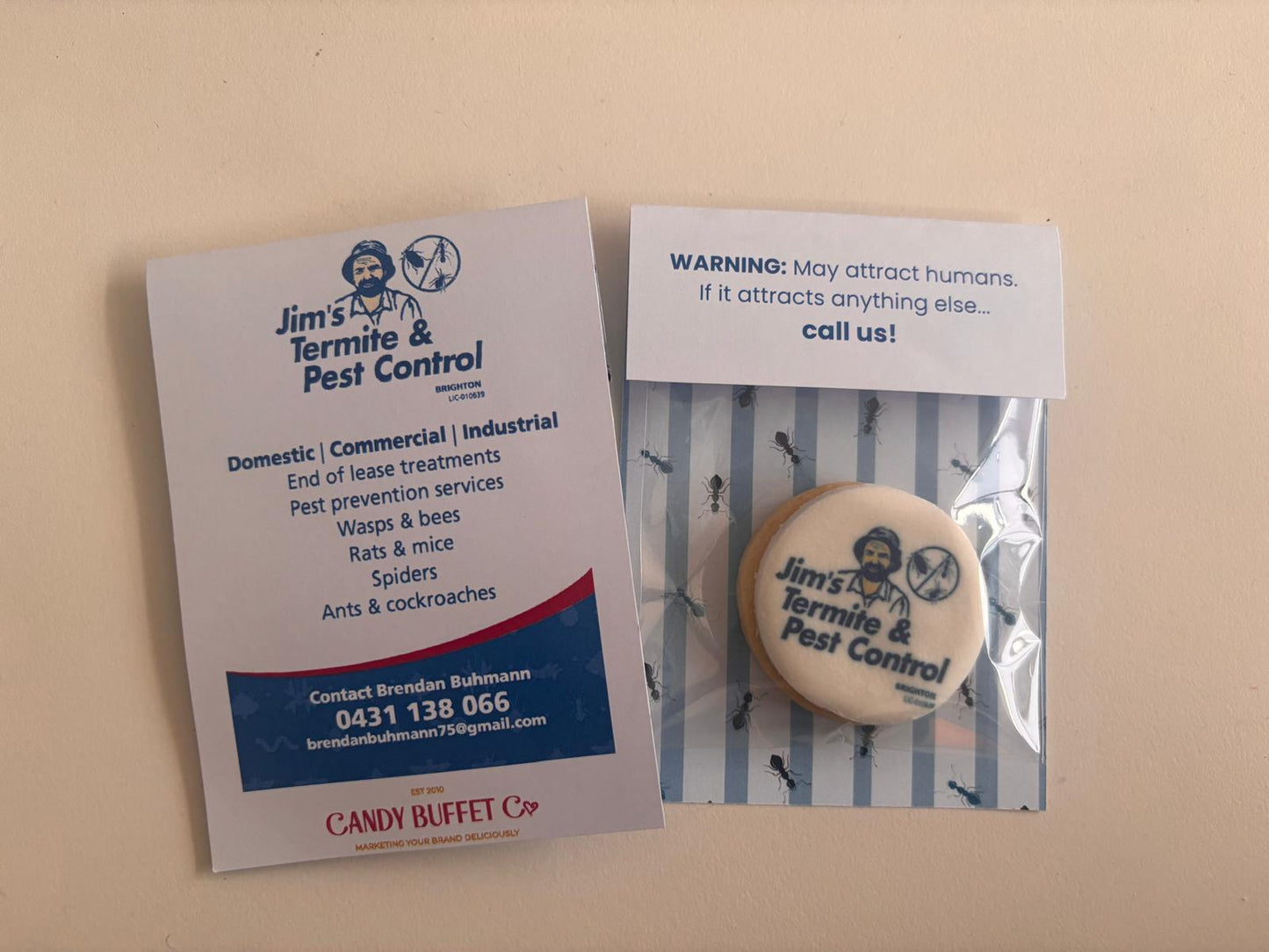 Cookies - 45mm Cookies with Card backing and topper x 20 units