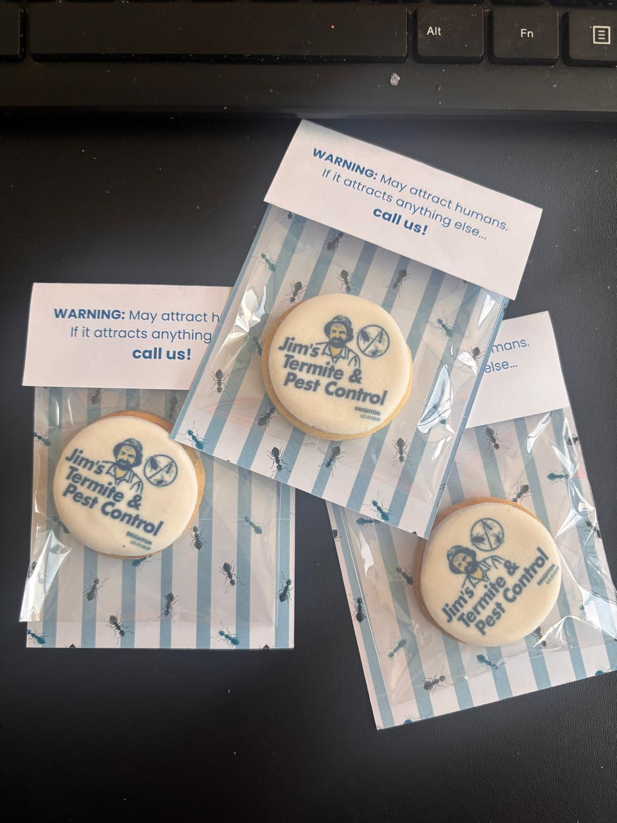 Cookies - 45mm Cookies with Card backing and topper x 20 units